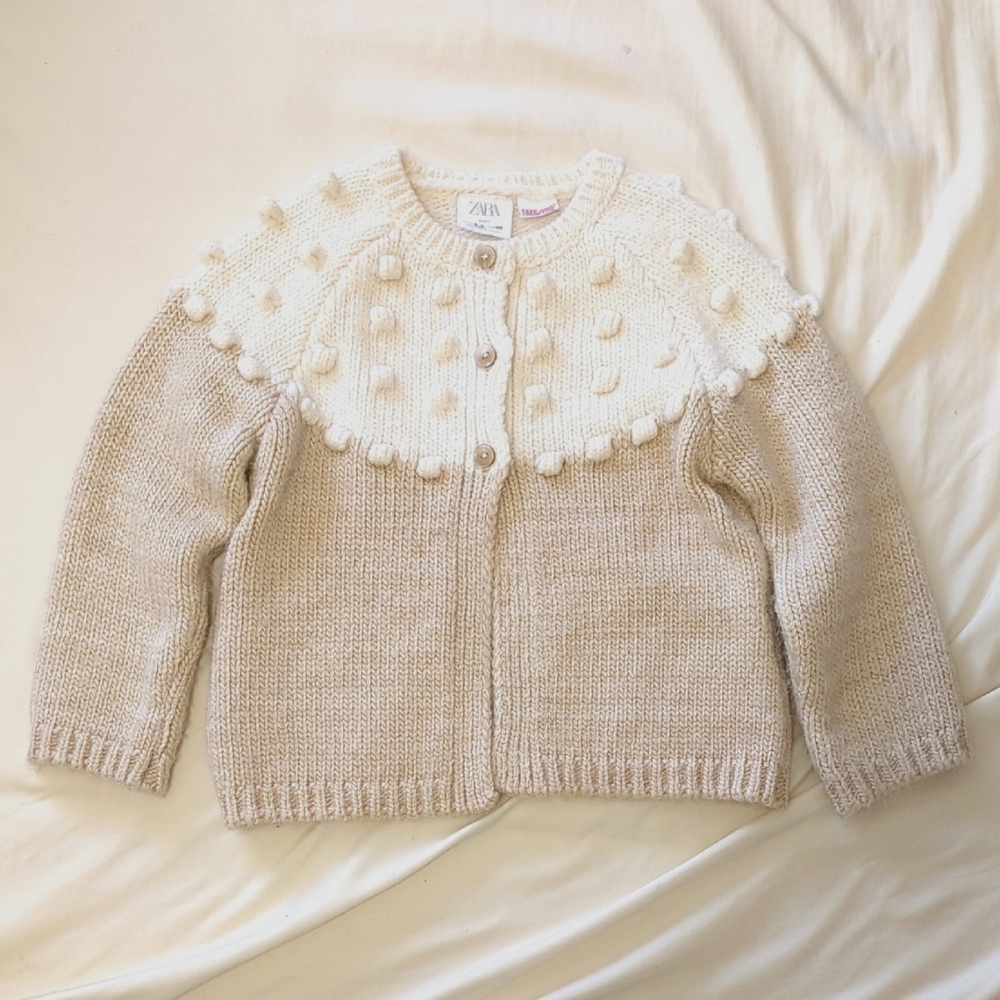 Zara Baby Cream Knit Cardigan, 2-3 yrs